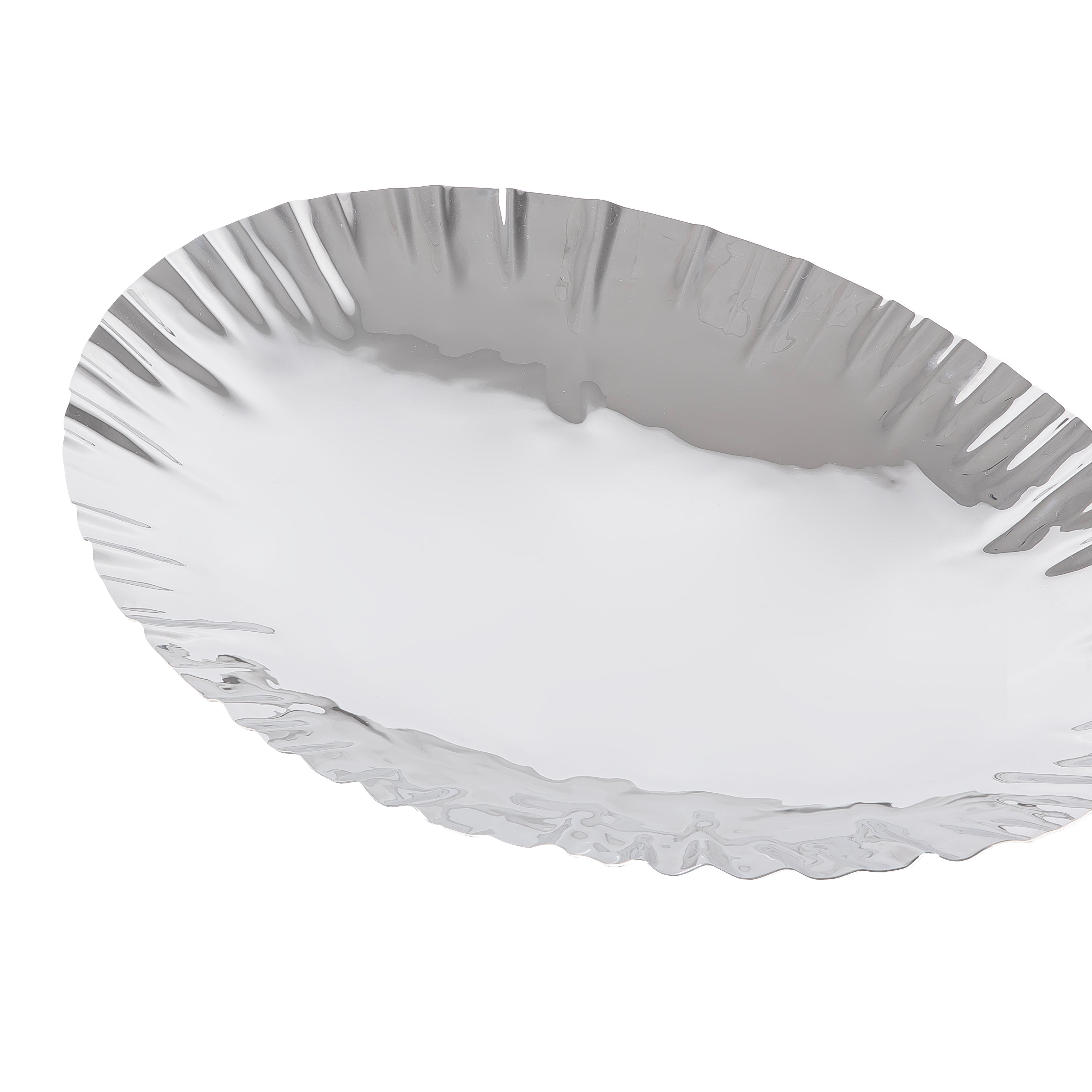 Elegant silver metal serving plate