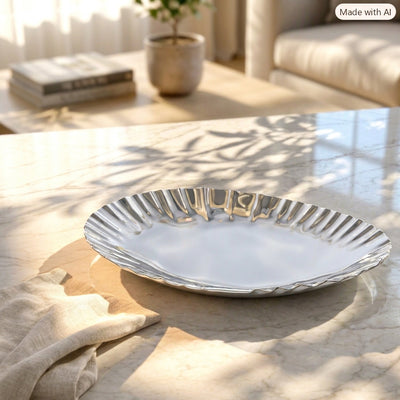Elegant silver metal serving plate