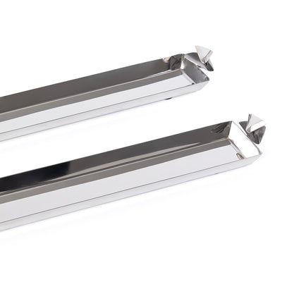 Set of 2 Long Metal Serving Tray with gift box - Silver & Black