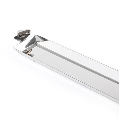 صينية تقديم معدنية طويلة باللون الفضي والأسود - وسط