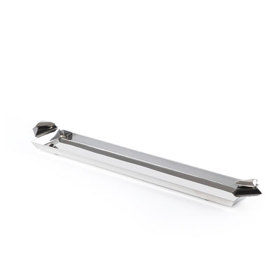 صينية تقديم معدنية طويلة باللون الفضي والأسود - كبير