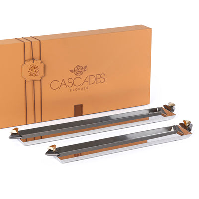 Set of 2 Long Metal Serving Tray with gift box -  Gold & Black