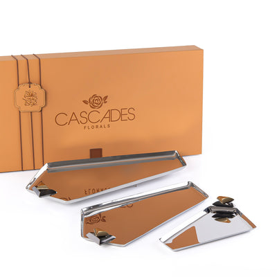 Set of 3 Metal Tray with gift box - Black & Gold