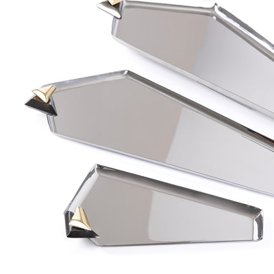 Set of 3 Metal Tray with gift box - Black & Gold