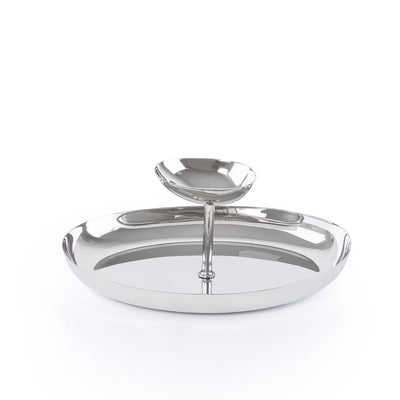 صينية تقديم بلمسة لامعة بطابقين مع وعاء