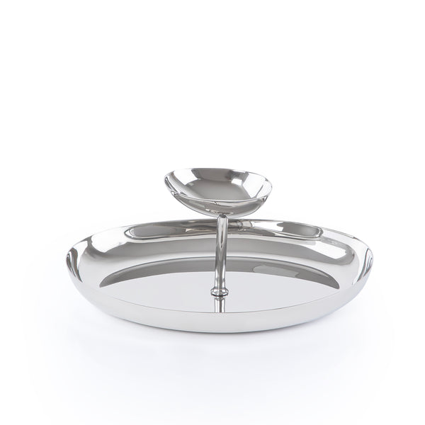 صينية تقديم بلمسة لامعة بطابقين مع وعاء | 27×20.5×11 سم