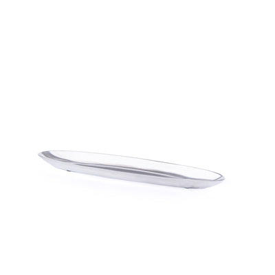 طبق تقديم معدن علي شكل بيضاوي حجم كبير - فضي 