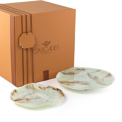 Set of 2 Resin Plates With Gift Box - Green