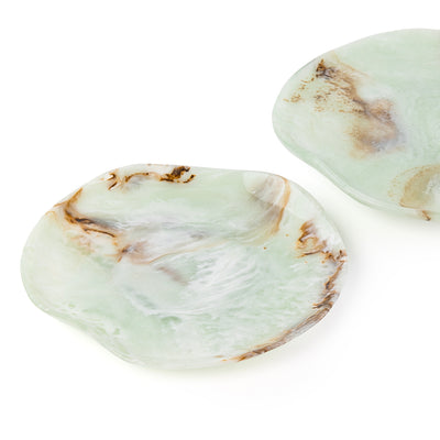 طقم 2 طبق تقديم راتنج مع بوكس هدايا - أخضر 