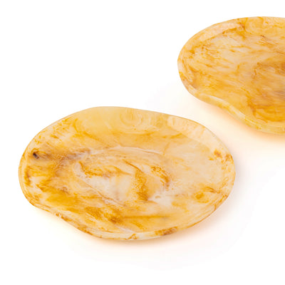 طقم 2 طبق تقديم راتنج مع بوكس هدايا - عنبر