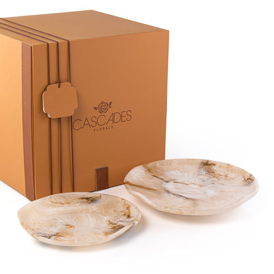 Set of 2 Resin Plates With Gift Box - Beige