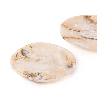 طقم 2 طبق تقديم من الريزن مع بوكس هدايا - بيج 