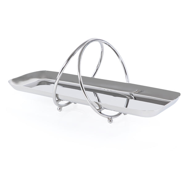 صينية تقديم مع مقبض بلمسة لامعة | 43×18.5×18.5 سم