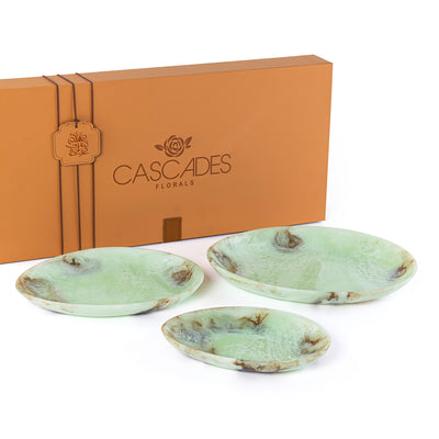 set of 3 Resin Plates with gift box - Green