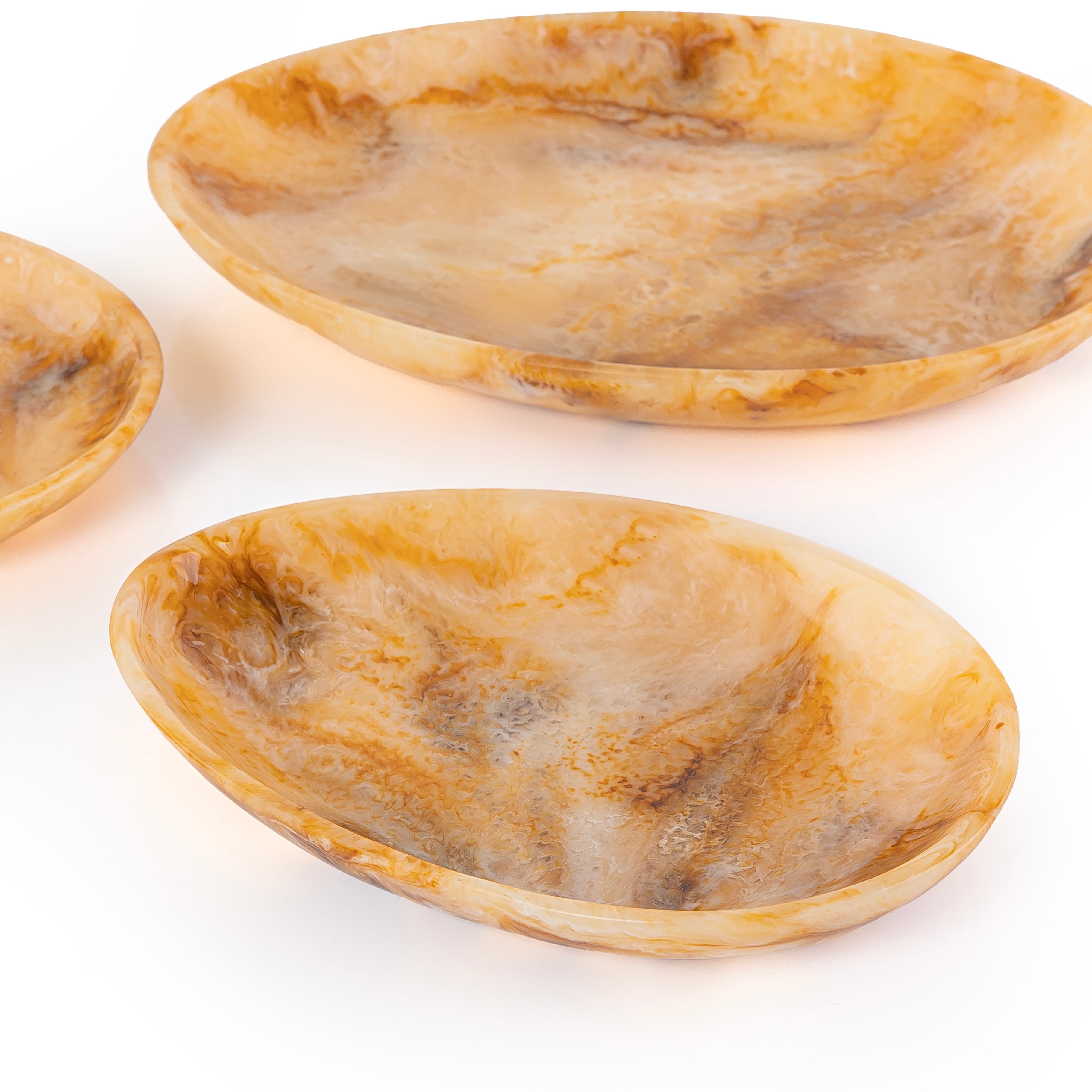 set of 3 Resin Plates with gift box - Amber