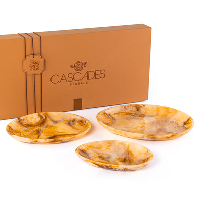 set of 3 Resin Plates with gift box - Amber