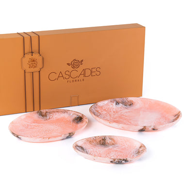set of 3 Resin Plates with gift box - Pink