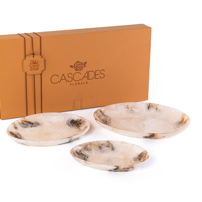 set of 3 Resin Plates with gift box - Beige