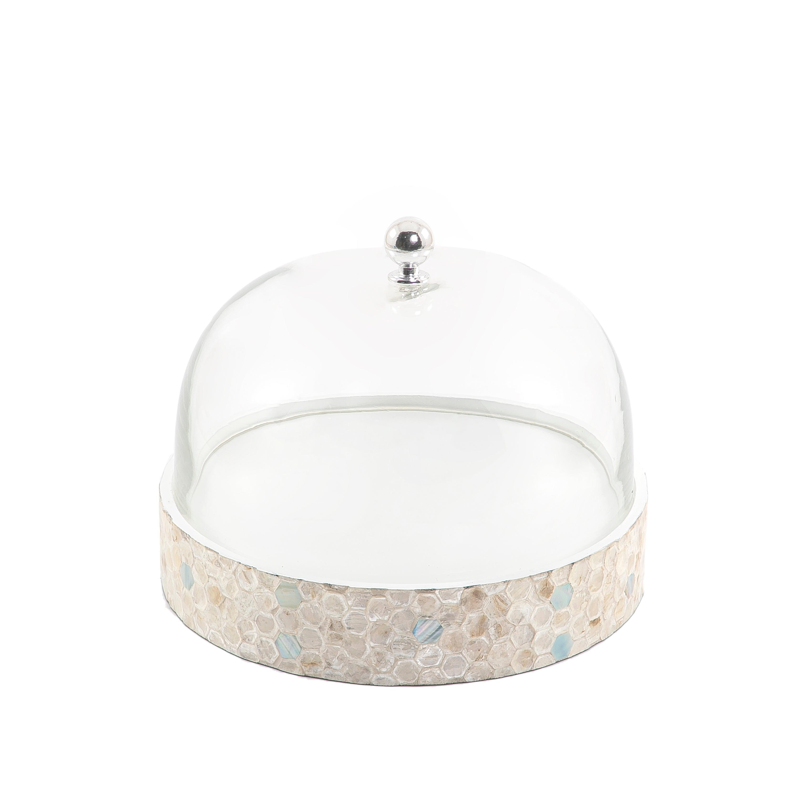 Mother of pearl plate with glass cover - CASCADES