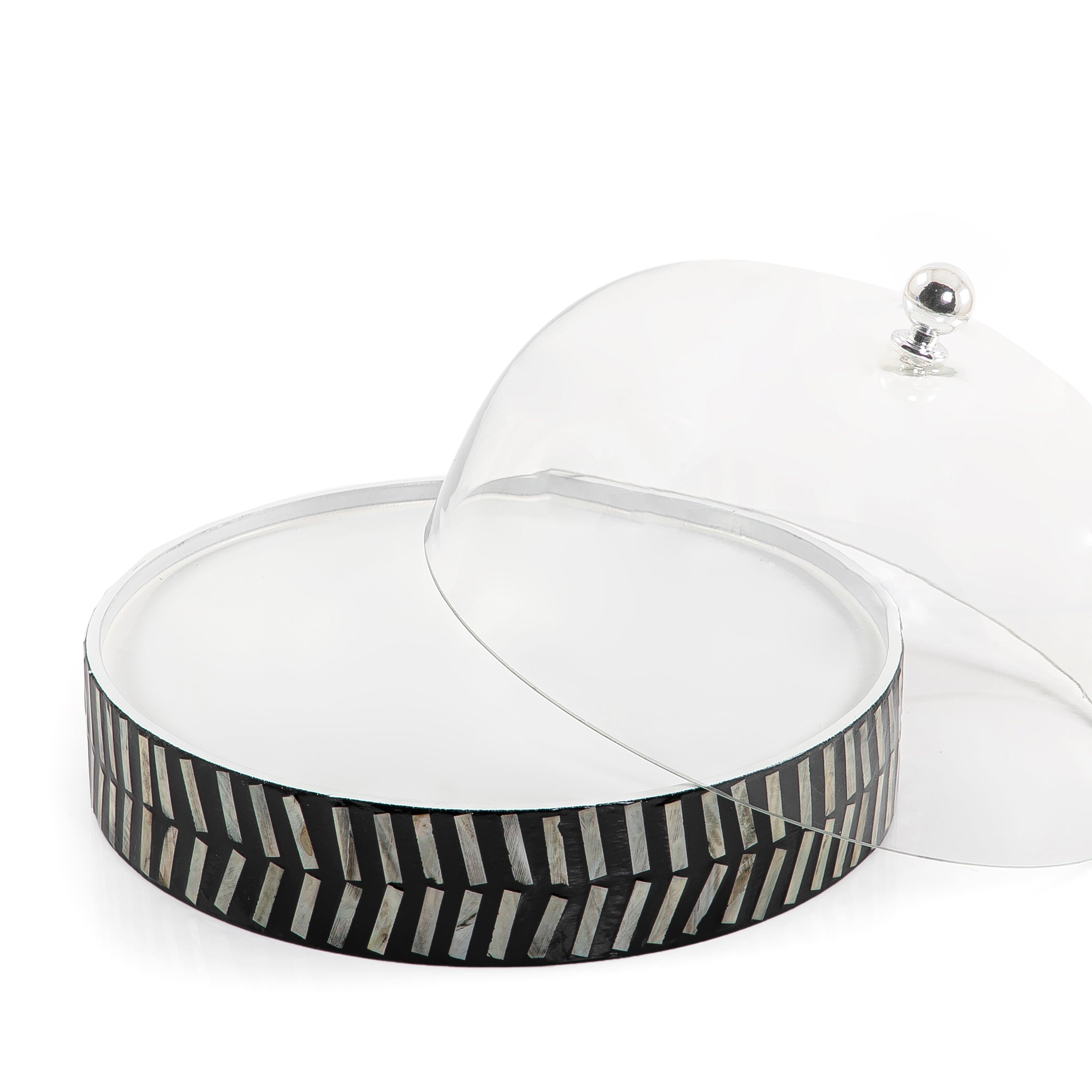 Mother of pearl plate with glass cover - CASCADES