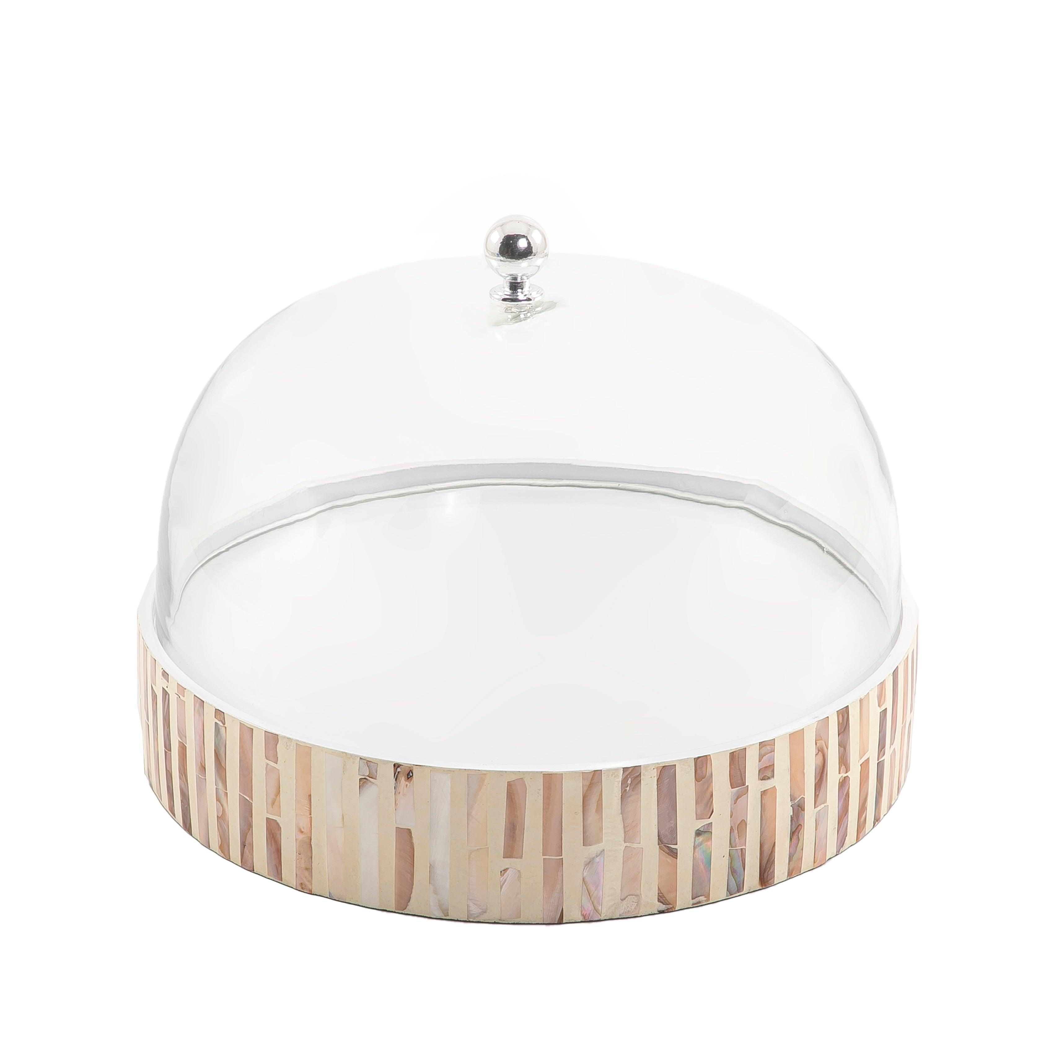 Mother of pearl plate with glass cover - CASCADES