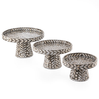 طقم من 3 ستاندات تقديم مع بوكس هدايا - بني