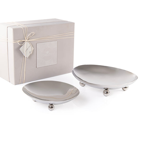 Set of 2 stanless steel plates with gift box