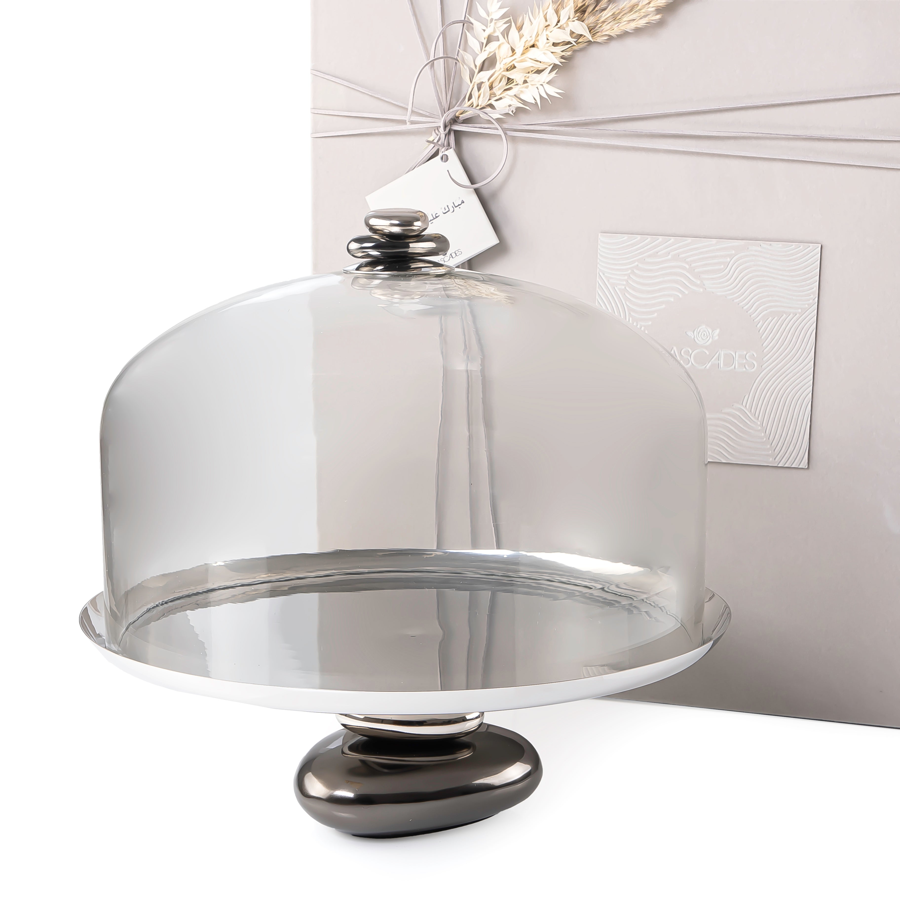 Cake stand with pebble base - Silver