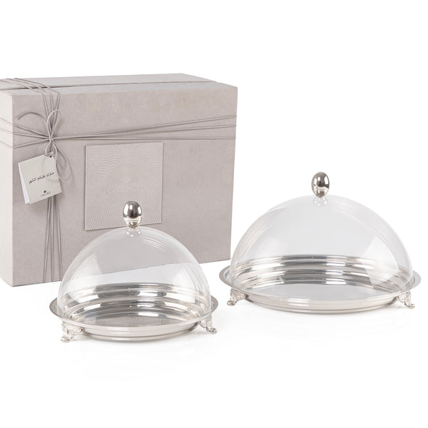 Set of 2 stanless steel plate with acrylic cover and gift box