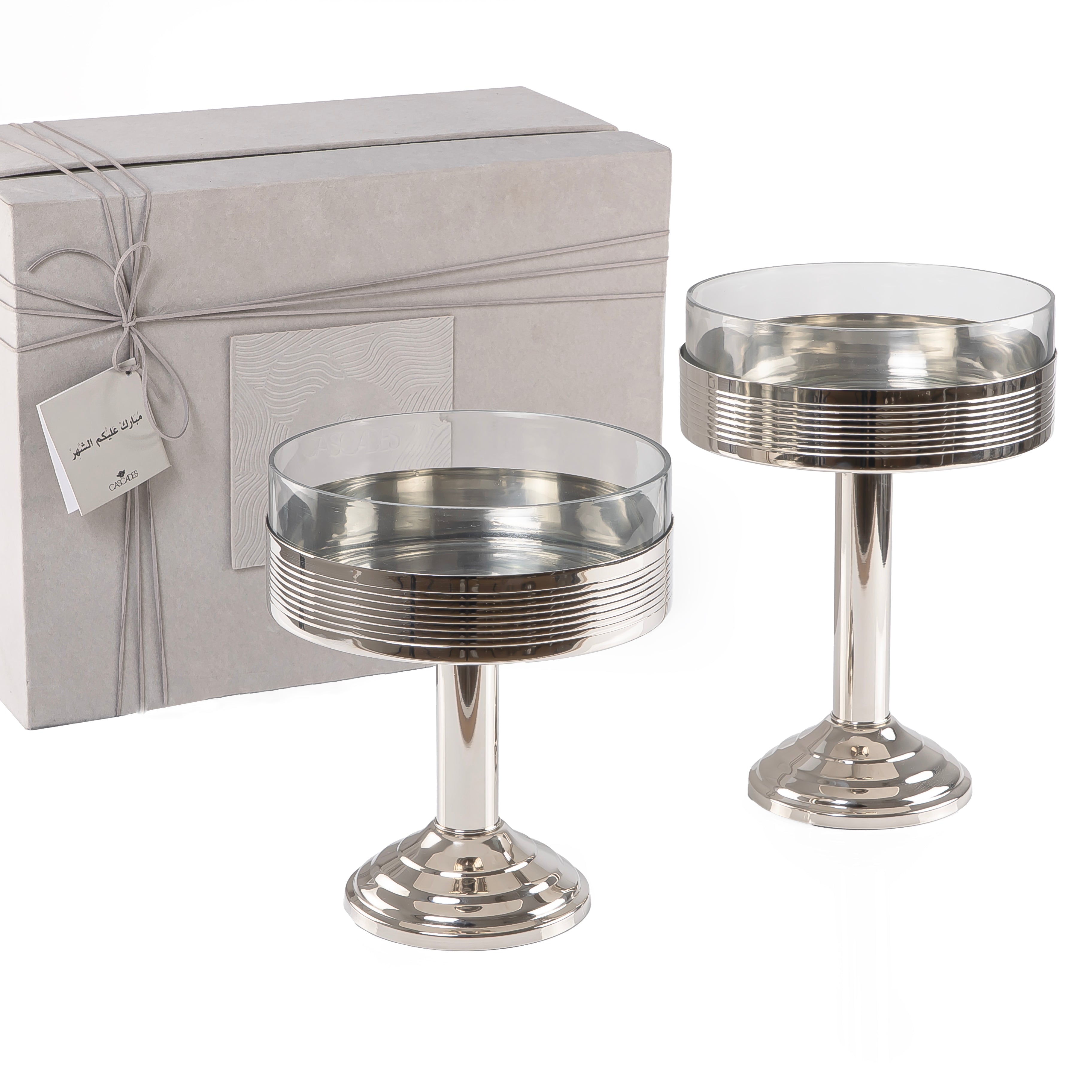 Set of 2 Luxury stanless steel serving stand with gift box