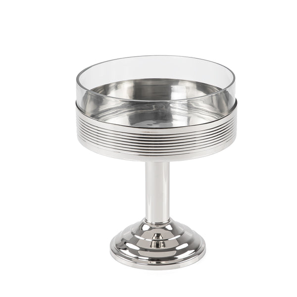 Nickle Plated Cake Stand With Glass - Medium