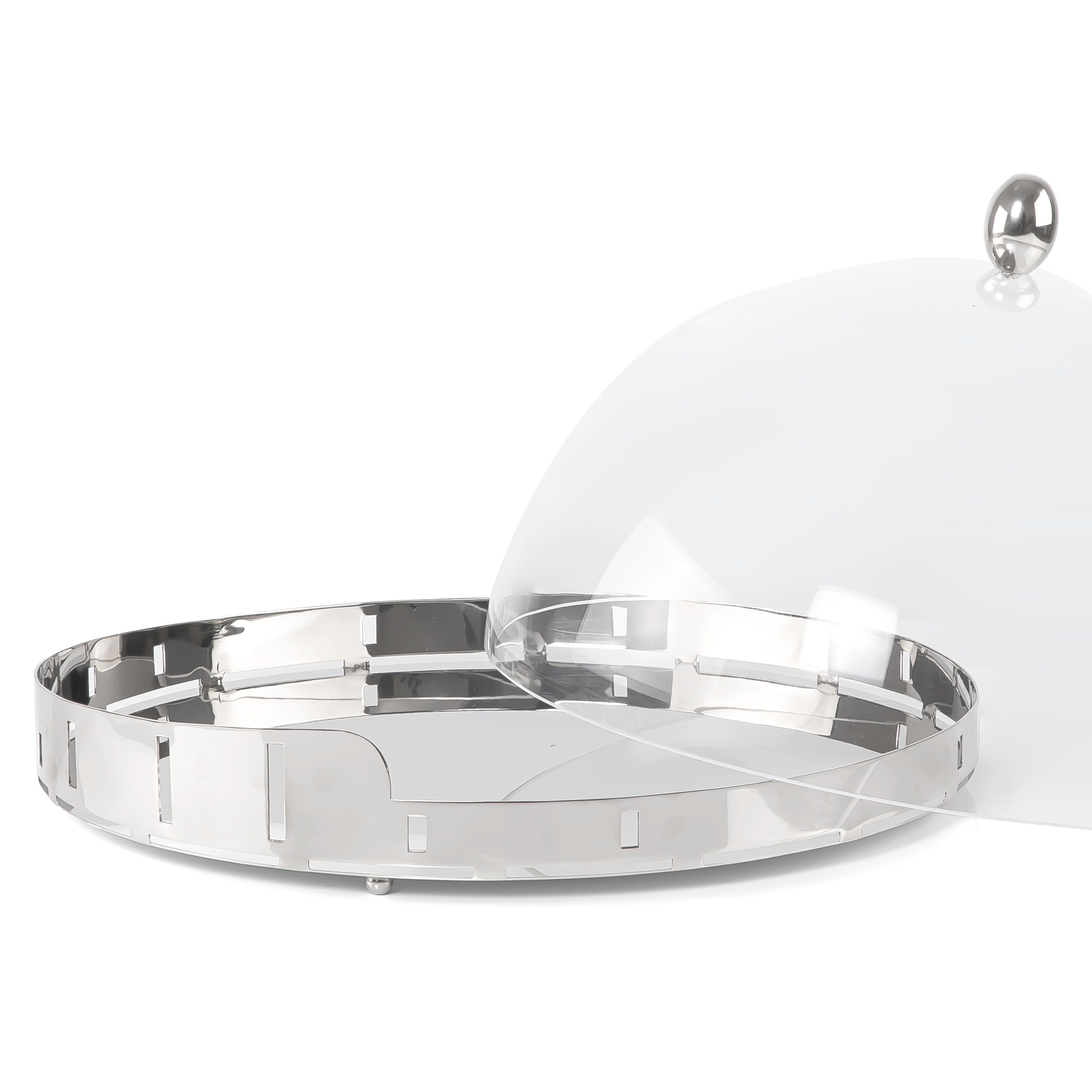 حامل كيك من الإستانلس ستيل مع غطاء من الأكريليك - كبير