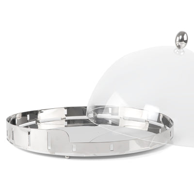 Stainless Steel Cake Stand with Acrylic Cover - Large