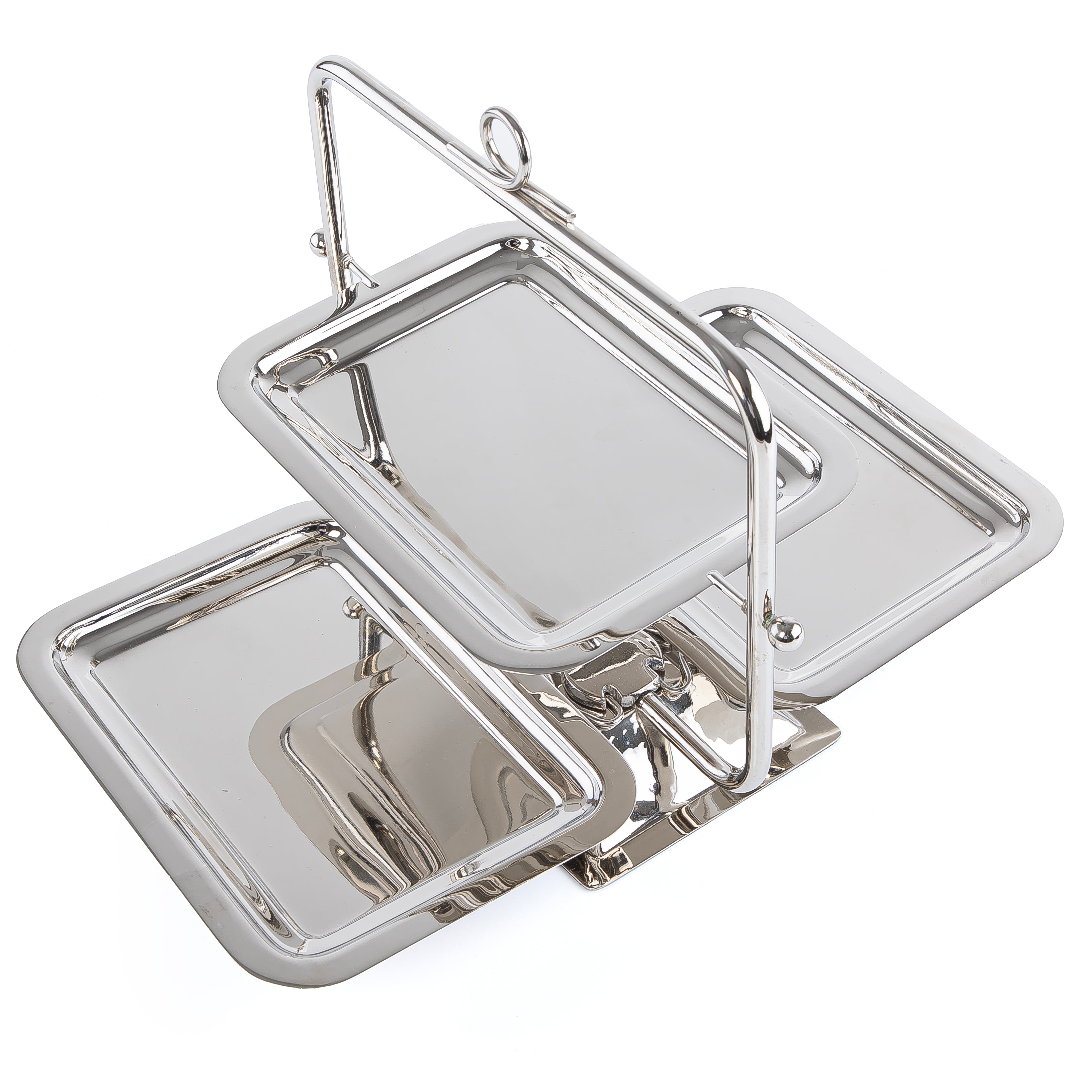 ستاند أستانلس ستيل بثلاث طبقات - فضي صغير 