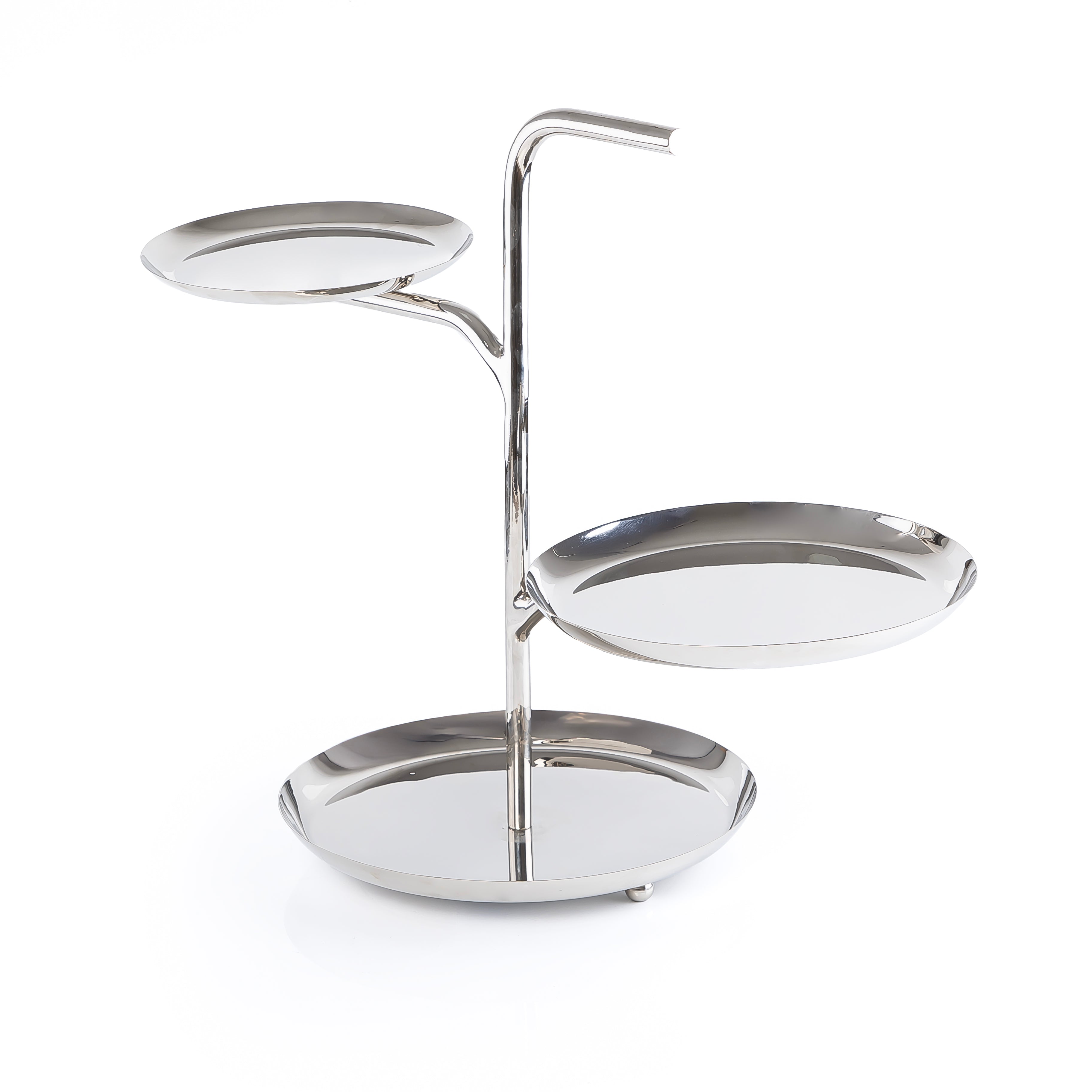 حامل تقديم ثلاثي الطبقات من المعدن اللامع