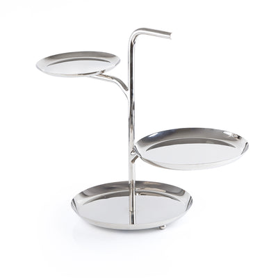 حامل تقديم ثلاثي الطبقات من المعدن اللامع