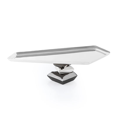 صينية تقديم معدنية أنيقة مع قاعدة – حجم كبير