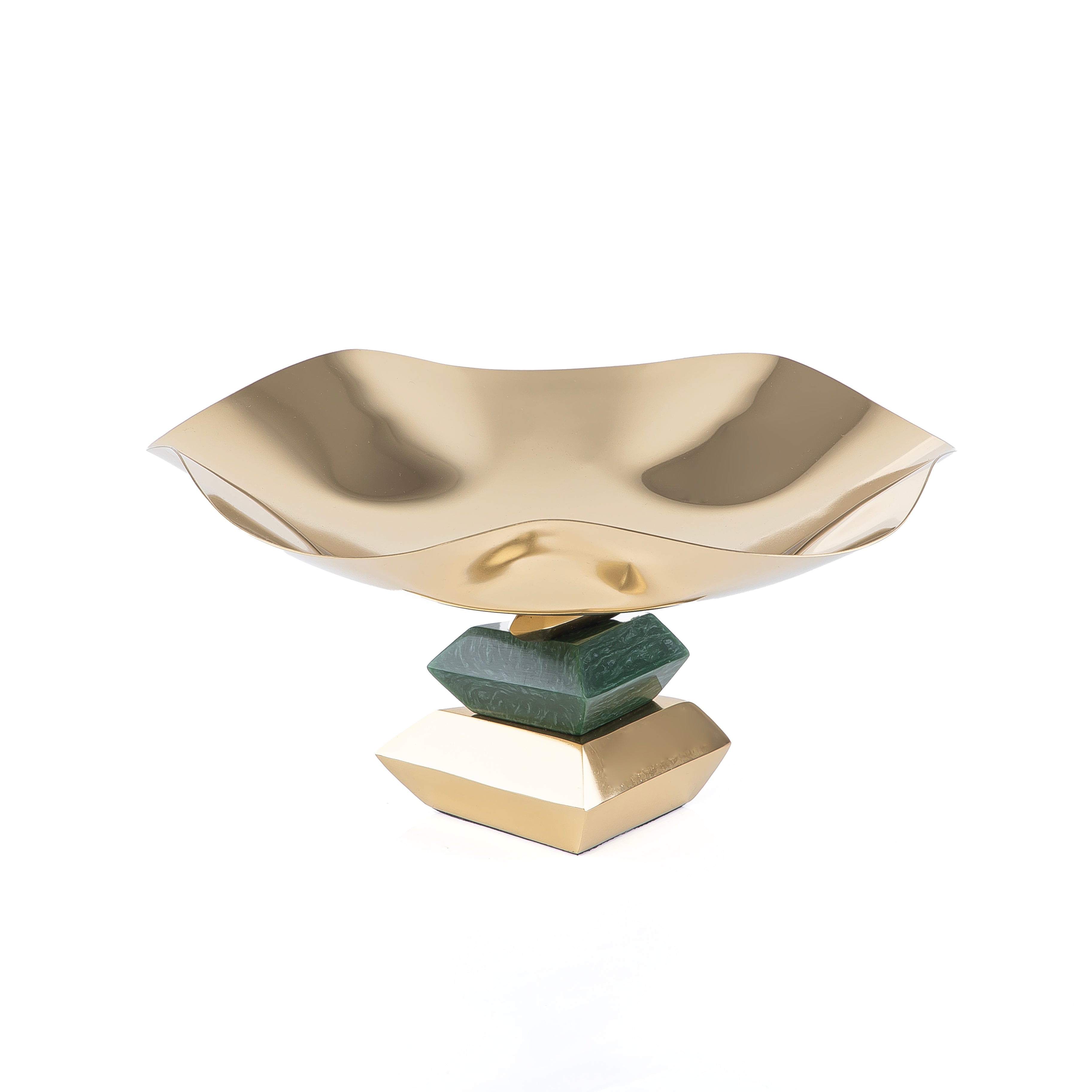 Metal cake stand -green and gold large