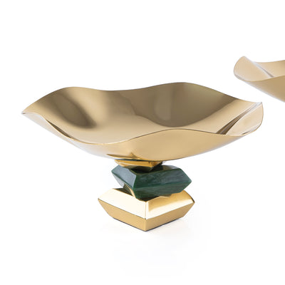 Set of 2 Metal Cake Stand with gift box - Gold & Green
