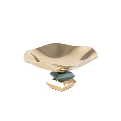 Metal cake stand -green and gold small