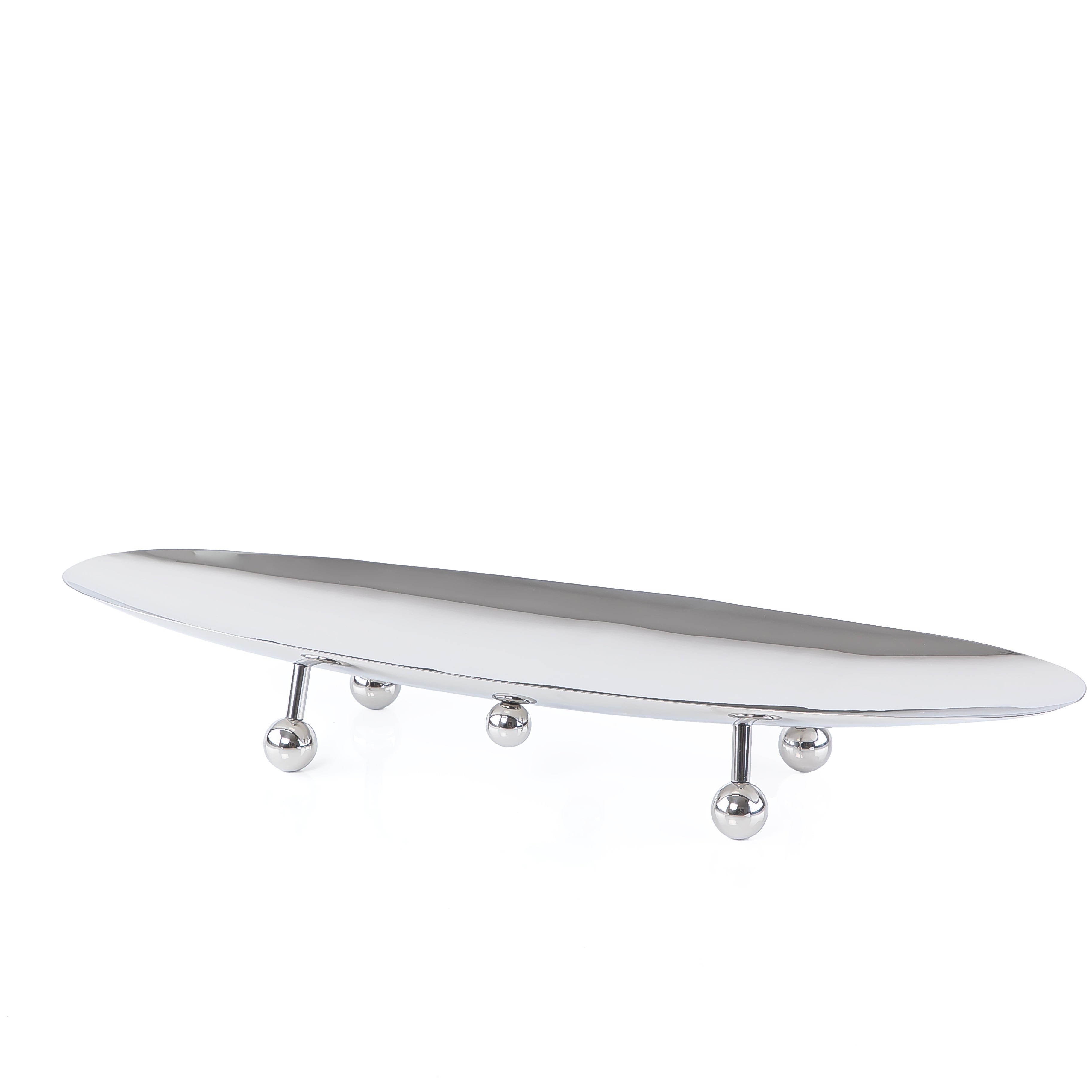 Oval metal stand with legs- silver large – CASCADES