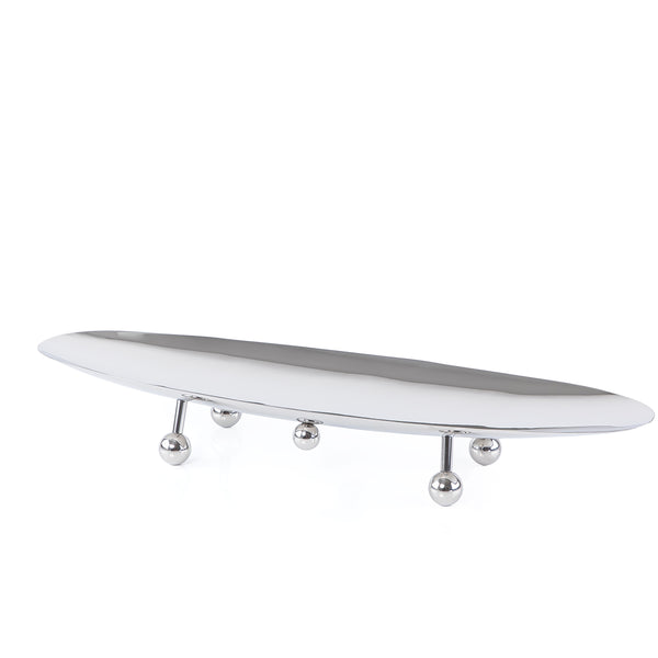 ستاند للتقديم معدن بيضاوي - فضي بأرجل كبير 