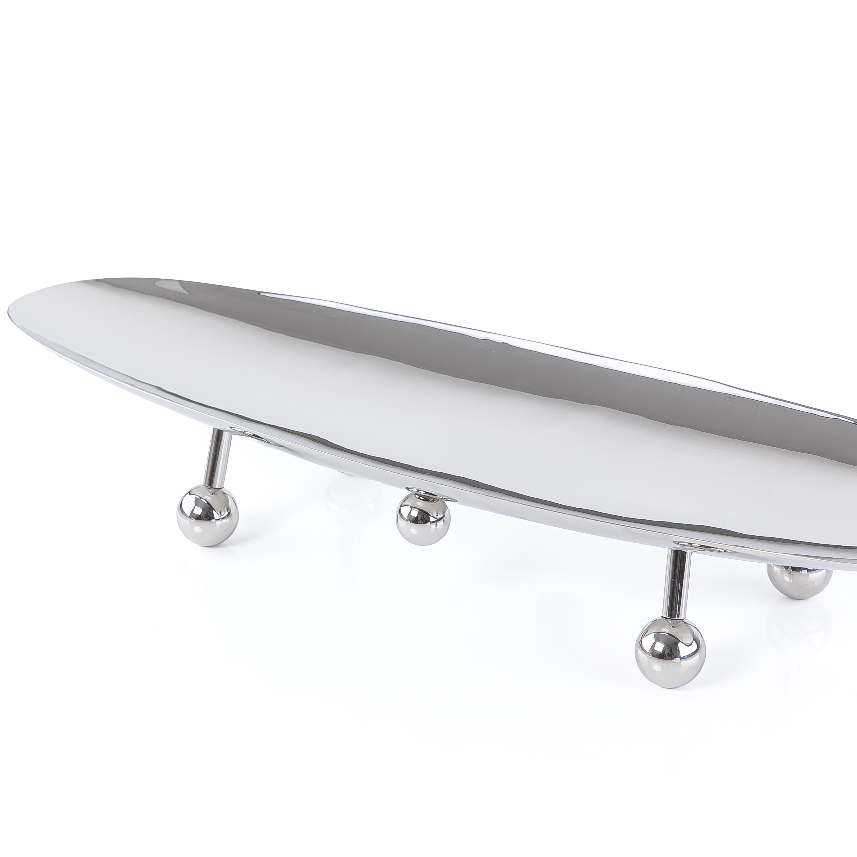 ستاند للتقديم معدن بيضاوي - فضي بأرجل كبير 