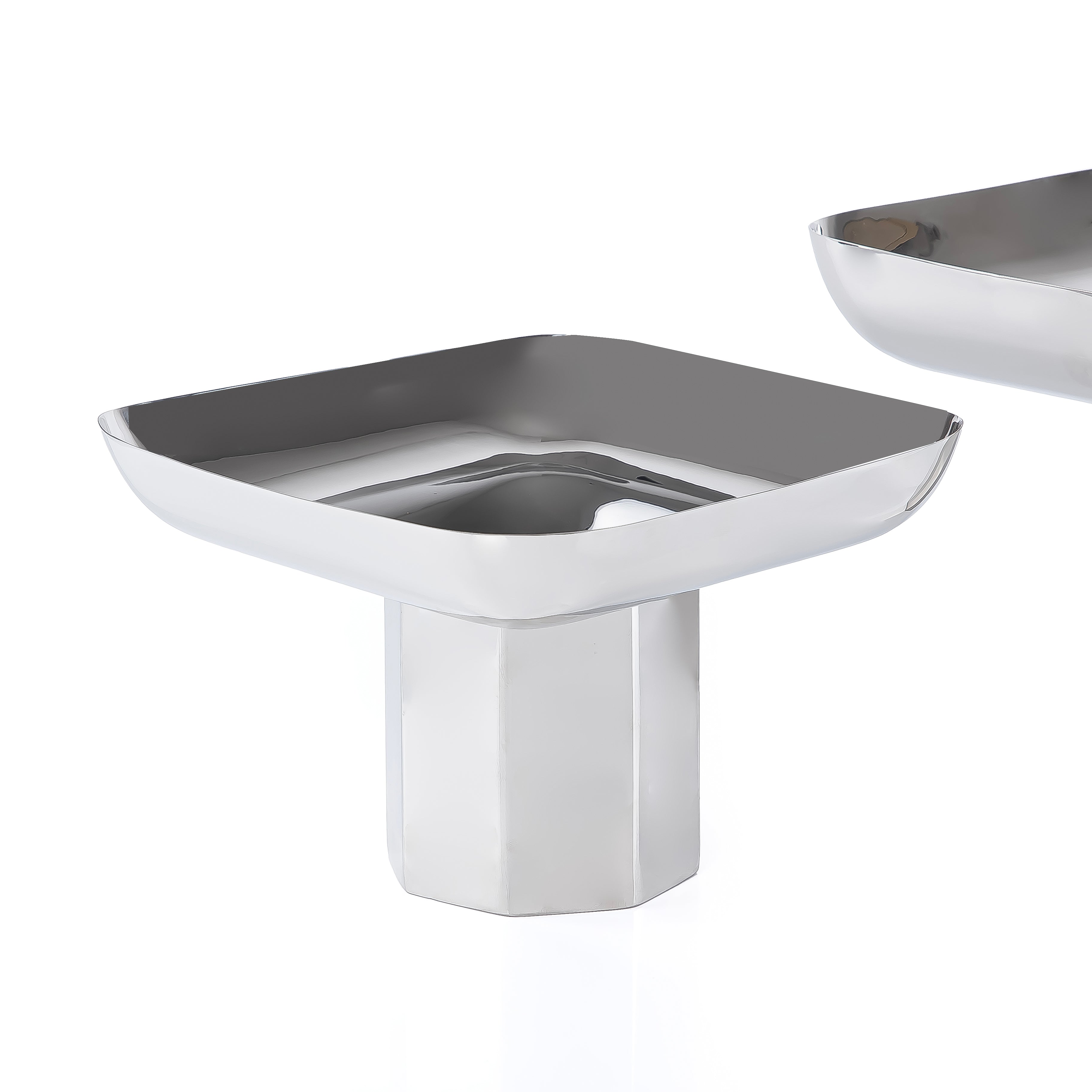 Set of 2 Square metal stand with gift box - Silver