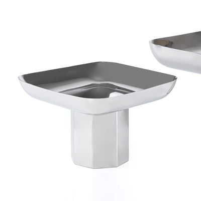 Set of 2 Square metal stand with gift box - Silver