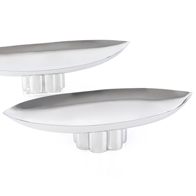 Set of 2 Luxury Oval metal stand with gift box - Silver