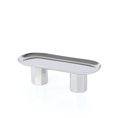 ستاند للتقديم معدن بيضاوي - فضي صغير 