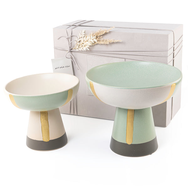 Set of 2 circular ceramic stands