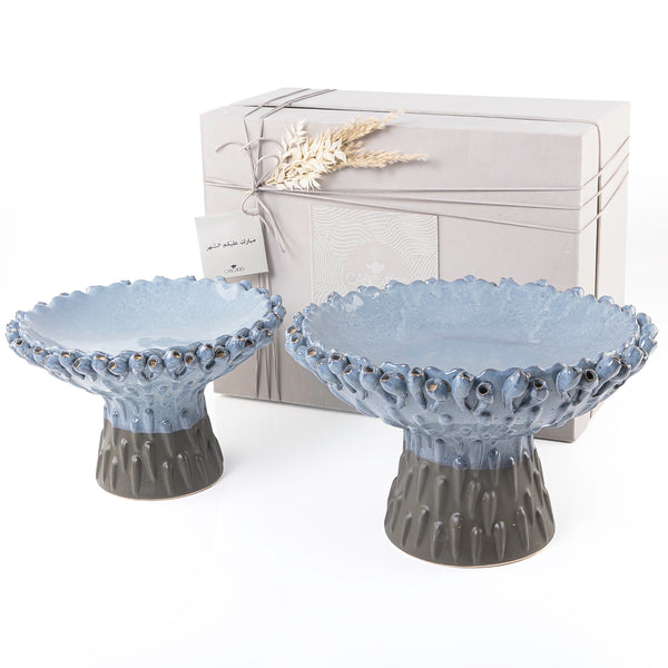 Set of 2 circular ceramic stands