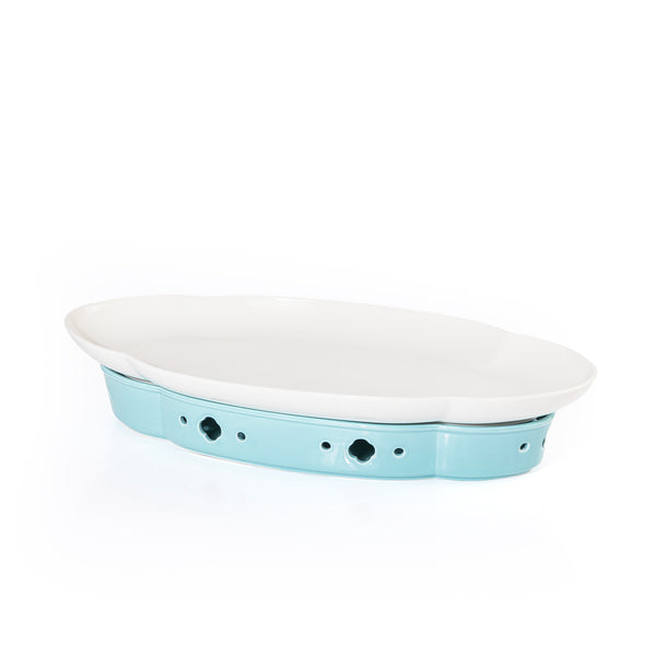 White Oval ceramic stand with separate base